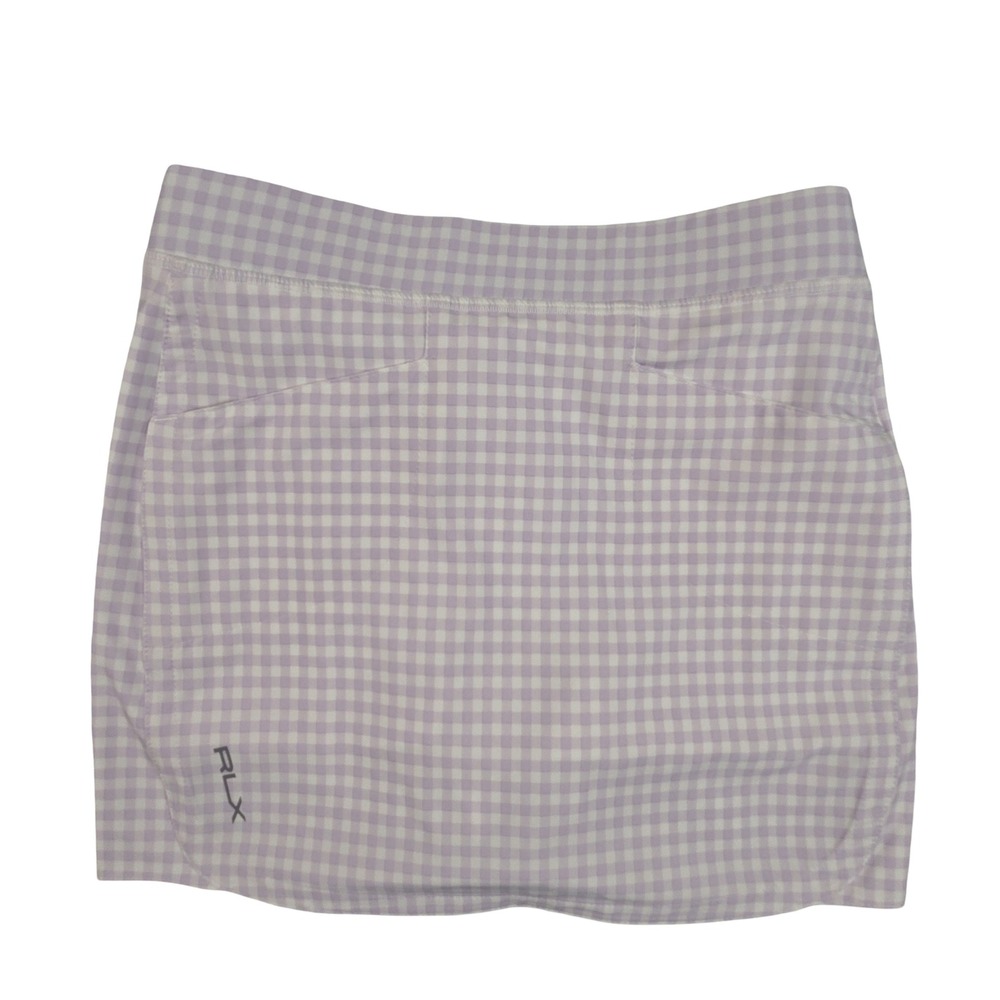 RLX Ralph Lauren Girls Purple Gingham Performance Stretch Golf Skort Size 6